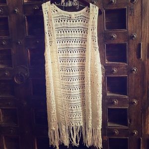 Off white full crochet vest